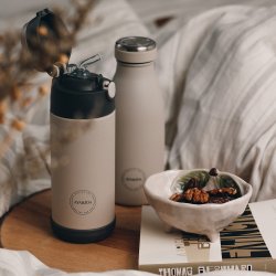 Aya &amp; Ida - Kids Straw Bottle 350 ml - Cream Beige