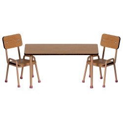 Maileg - Bord og stole til mus - M&#248;rk Pudder