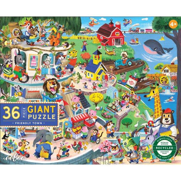 eeBoo - Jumbo puslespil 36 brk - Den hyggelige by