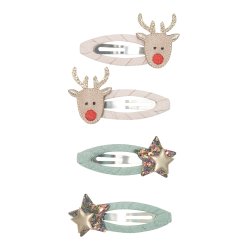 Mimi &amp; Lula - 4 hårspænder - Reindeer Christmas