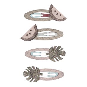 Mimi & Lula - 4 hårspænder - Watermelon Dinos & Butterflies