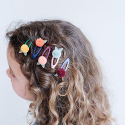 Mimi &amp; Lula - 5 Hårspænder - Mini Pom Pom Petal Autumn Forest