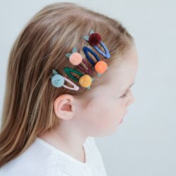 Mimi &amp; Lula - 5 Hårspænder - Mini Pom Pom Petal Autumn Forest