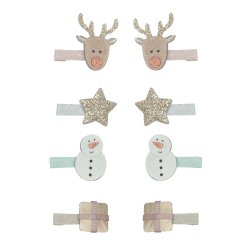 Mimi &amp; Lula - 8 Hårclips - Mini Reindeer Christmas