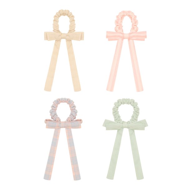 Mimi &amp; Lula - 4 scrunchies - Summer Stripes Bow Dreamland