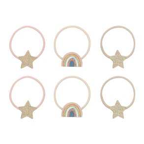 Mimi & Lula - 6 hårelastikker - Rainbow & Star Celeste