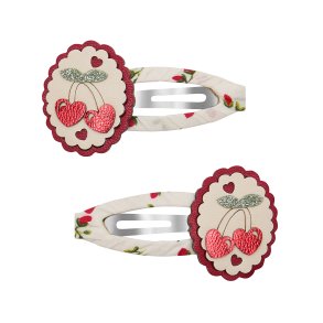 Mimi & Lula - 2 hårspænder - Scallop Framed Cherries Mon Cheri