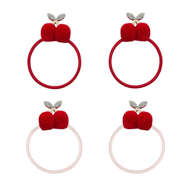 Mimi &amp; Lula - 4 hårelastikker - Pom Pom Cherries Mon Cheri