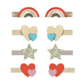 Mimi & Lula - 8 hårclips - Mini Rainbow Heartbeam
