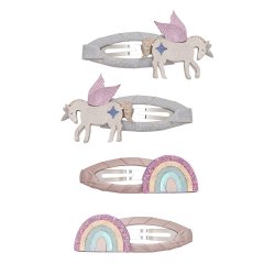 Mimi &amp; Lula - 4 Hårspænder - Unicorn and Rainbow