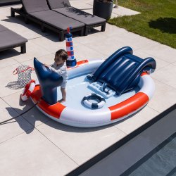 Swim Essentials - Badebassin 210 cm - Ocean Stripes Adventure med rutsjebane