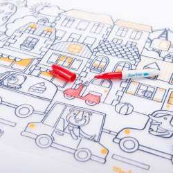 Moulin Roty - Silikone d&#230;kkeservietter med tusser  - Les Popipop