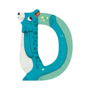 Moulin Roty - Træbogstav D - Blå