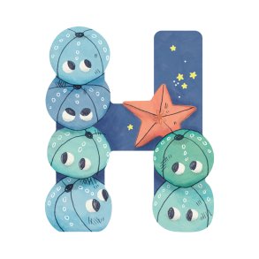 Moulin Roty - Træbogstav H - Blå