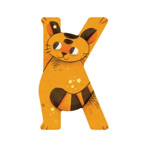 Moulin Roty - Træbogstav K - Gul