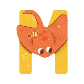 Moulin Roty - Træbogstav M - Gul