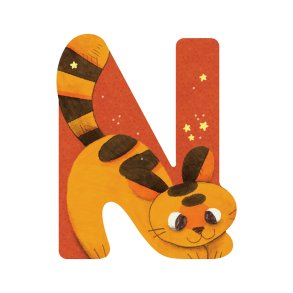 Moulin Roty - Træbogstav N - Orange