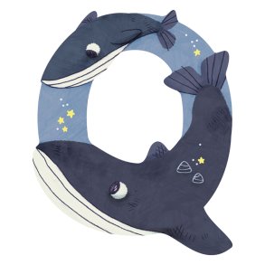 Moulin Roty - Træbogstav Q - Blå