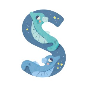 Moulin Roty - Træbogstav S - Blå