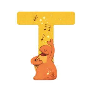 Moulin Roty - Træbogstav T - Gul