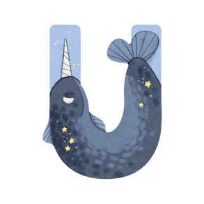 Moulin Roty - Træbogstav U - Blå