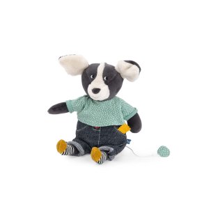 Moulin Roty - Tøjdyr med musikoptræk - Hunden Puce 27 cm - Puce & Pilou