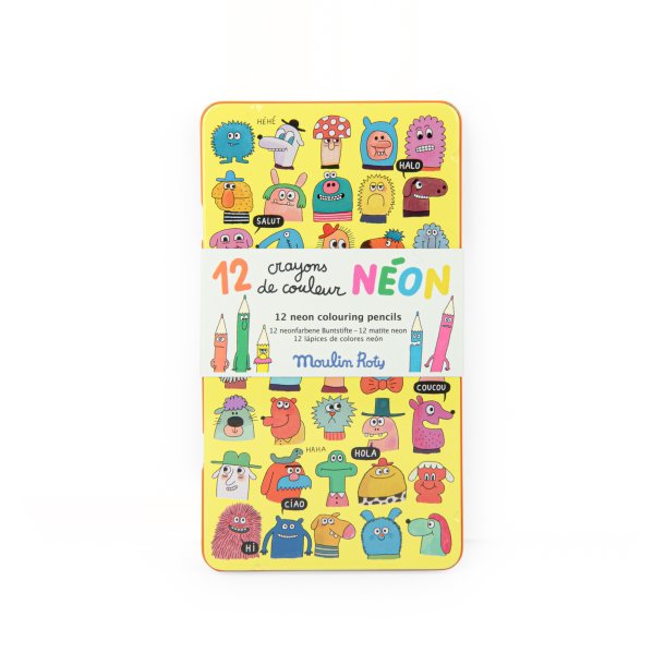 Moulin Roty - Farveblyanter 12 stk - Neon - Les Schmouks