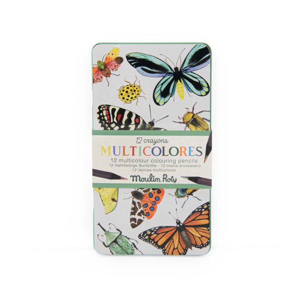 Moulin Roty - Farveblyanter 12 stk - Flerfarvede - Tout autour du monde