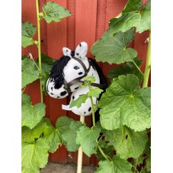 By Astrup - K&#230;phest med rygs&#230;k - Kort pind - Hvid med prikker