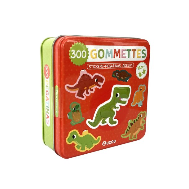 Auzou - Klistermærker i metalæske - Dinosaurer