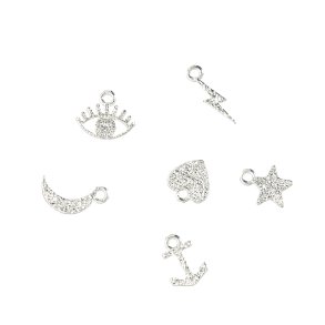 me&my BOX - Vedhæng 6 stk - Ikoner - Sølvbelagt 925