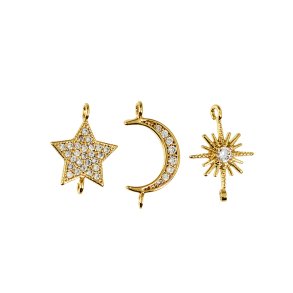 me&my BOX - Vedhæng - Sol Måne Stjerne - Guldbelagt 18K