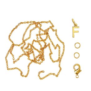 me&my BOX - Vedhæng DYI sæt - Bogstav - F - Guldbelagt 18K