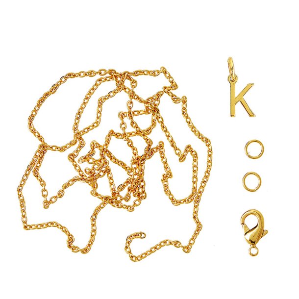 me&amp;my BOX - Vedh&#230;ng DYI s&#230;t - Bogstav - K - Guldbelagt 18K