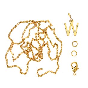 me&my BOX - Vedhæng DYI sæt - Bogstav - W - Guldbelagt 18K