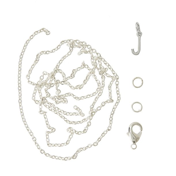 me&amp;my BOX - Vedh&#230;ng DYI  s&#230;t - Bogstav - J - S&#248;lvbelagt 925