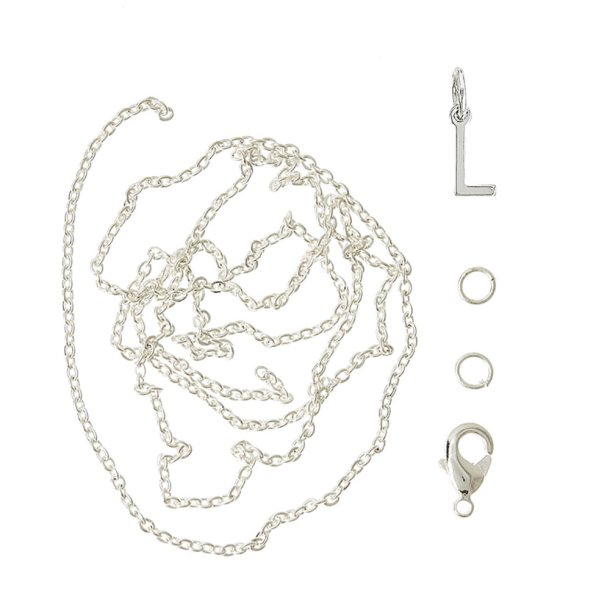 me&amp;my BOX - Vedh&#230;ng DYI s&#230;t - Bogstav - L - S&#248;lvbelagt 925