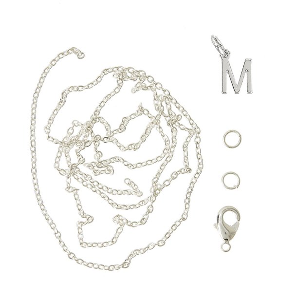 me&amp;my BOX - Vedh&#230;ng DYI s&#230;t - Bogstav - M - S&#248;lvbelagt 925