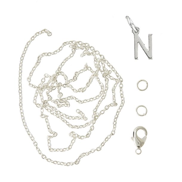 me&amp;my BOX - Vedh&#230;ng DYI s&#230;t - Bogstav - N - S&#248;lvbelagt 925