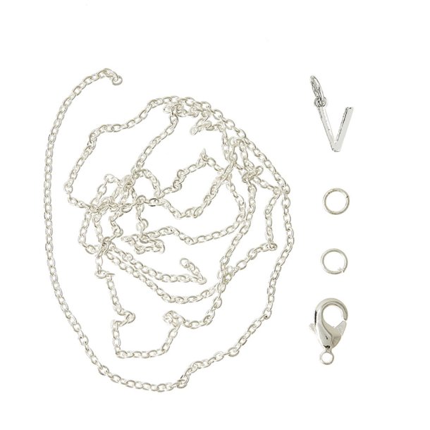 me&amp;my BOX - Vedh&#230;ng DYI s&#230;t - Bogstav - V - S&#248;lvbelagt 925