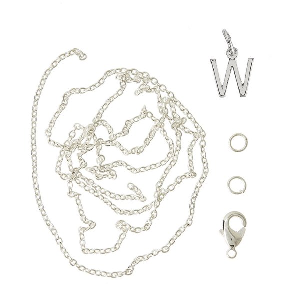 me&amp;my BOX - Vedh&#230;ng DYI s&#230;t - Bogstav - W - S&#248;lvbelagt 925