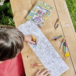 eeBoo - 8 Dobbelte farveblyanter - Dinosaurer og tegneplakat