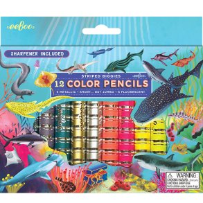 eeBoo - 12 Dobbelte farveblyanter - Hajer
