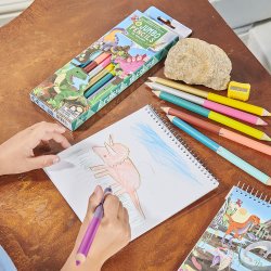 eeBoo - 6 dobbelte farveblyanter jumbo - Dinosaur