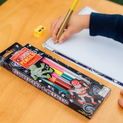 eeBoo - 6 dobbelte farveblyanter jumbo - Robot