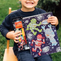 eeBoo - 6 dobbelte farveblyanter jumbo - Robot