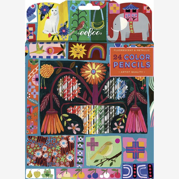 eeBoo - 24 farveblyanter - Dutch Quilt Sampler - Neon/metallic