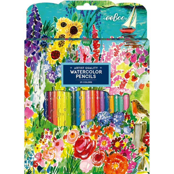 eeBoo - 24 Akvarel farveblyanter - Seaside Garden