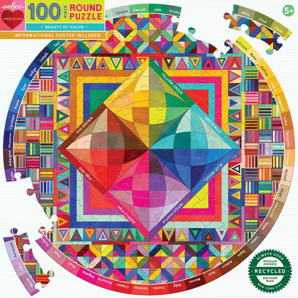 eeBoo - Rundt puslespil 100 brk - Beauty of Colour