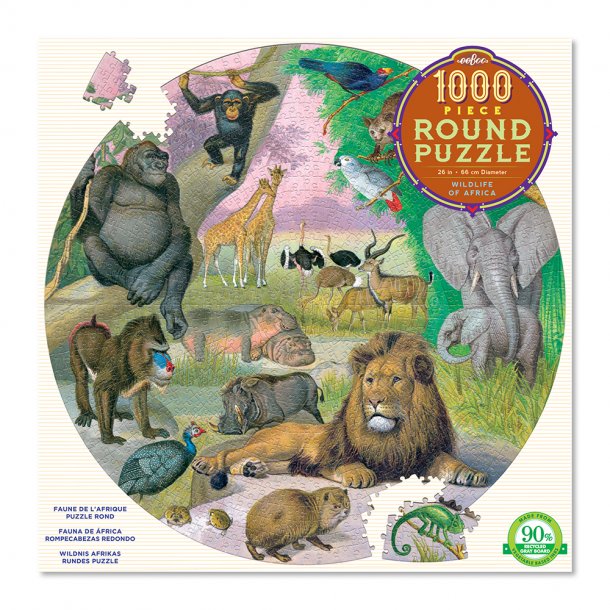 eeBoo - Rundt puslespil 1000 brk - Afrika